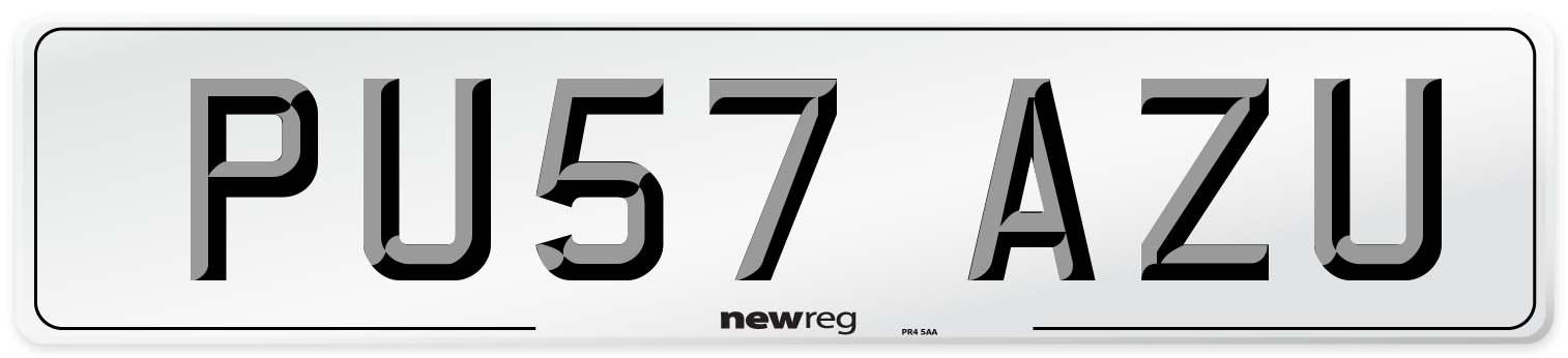 PU57 AZU Number Plate from New Reg